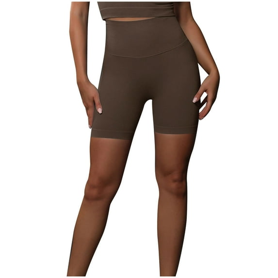 Elainilye Fashion High Waisted Yoga Shorts for Women Shaping Shorts Breathable Shapewear Workout Gym Shorts,Brown