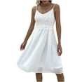 thumbnail image 1 of Elainilye Fashion Holiday Dresses for Women V-Neck Backless Lace Skirt Sleeveless Casual Summer Holiday Flowy Dress,White, 1 of 8