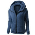 thumbnail image 1 of Elainilye Fashion Hoodies for Women Winter Fleece Warm Sweatshirt Wool Zipper Coat Cotton Coat Outerwear,Blue, 1 of 3