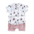 thumbnail image 1 of Elainilye Fashion Infant Baby Boys Clothes Set T-shirt Tops with Shorts Summer Outfits Sizes 12M-4Y,Pink, 1 of 4