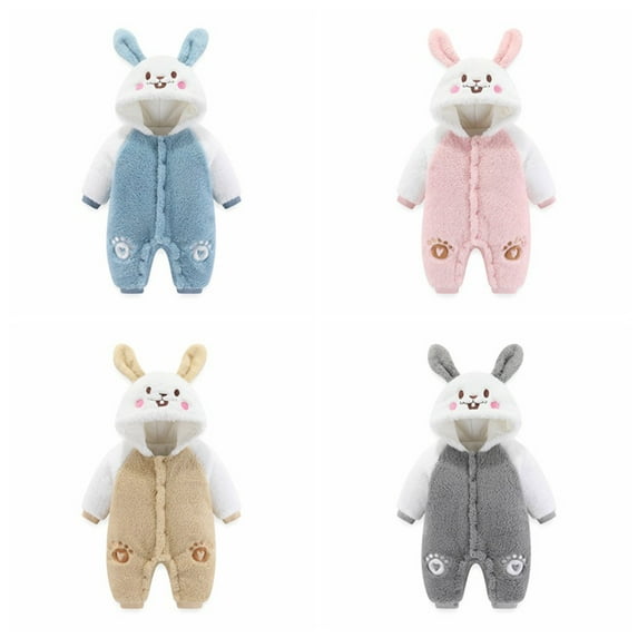 Elainilye Fashion Infant Baby Jumpsuit Fall Winter Long-sleeved Bodysuit Color-blocked Jumpsuit Romper Sizes Newborn-24M