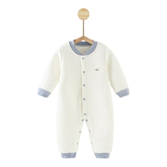 Elainilye Fashion Infant Baby Jumpsuit Soft Warm Pajamas Unisex Cotton One-piece Long Sleeve Romper Jumpsuit Sizes Newborn-24M