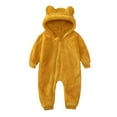 thumbnail image 1 of Elainilye Fashion Infant Baby Rompers Boys Girls Fall Winter Fleece Cute Bear Ears Rompers Thick Keep Warm Jumpsuit,Yellow, 1 of 9