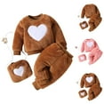 thumbnail image 1 of Elainilye Fashion Infant Boys with Girls Plush Heart Print Top with Plush Pants Bag Three Piece Set Sizes 0-3Y,Pink, 1 of 9