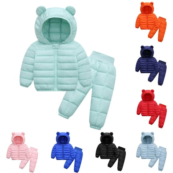 Elainilye Fashion Infant Down Jacket for Boys and Girls Fall and Winter Two-piece Suit Sizes 0-5Y,Blue