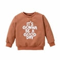 thumbnail image 1 of Elainilye Fashion Infant Unisex Baby Boys Girls Tops Charcoal Letter Printing Long Sleeve T-shirt Pullover Top For 0-3 Years Old,Brown, 1 of 8