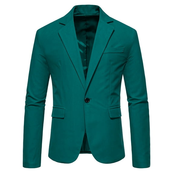 Elainilye Fashion Jacket Casual Solid Single-Breasted Blazer Turn-down Collar Slim Fitting Suit Long Sleeves Jacket For Men,Green