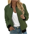 thumbnail image 1 of Elainilye Fashion Jackets For Women Casual Printed Pocket Zippered Coat Casual Loose Top Jacket,Green, 1 of 5