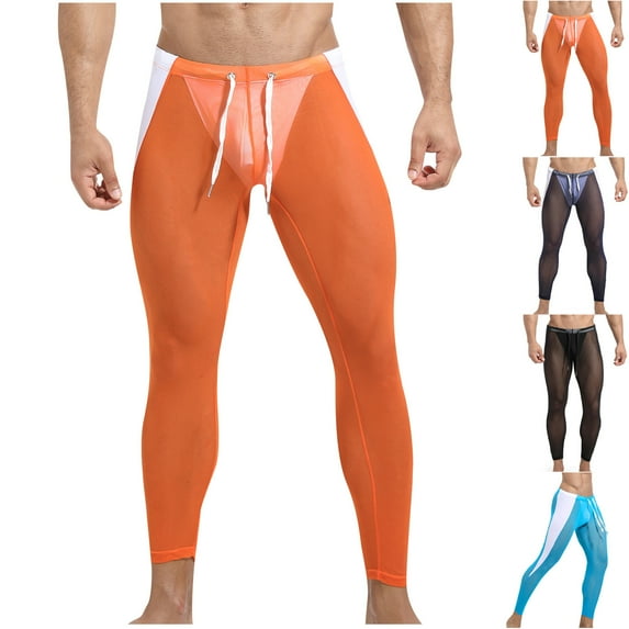 Elainilye Fashion Joggers for Men Stretch Slim Leggings Mesh Breathable Leggings Slim Pants Gym Pants Workout Pants,Black