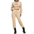 thumbnail image 1 of Elainilye Fashion Jogging Suits for Women Solid Color Hoodie Loose Vest Sweatpants Three Piece Suit Jogging Sports Set,Brown, 1 of 5