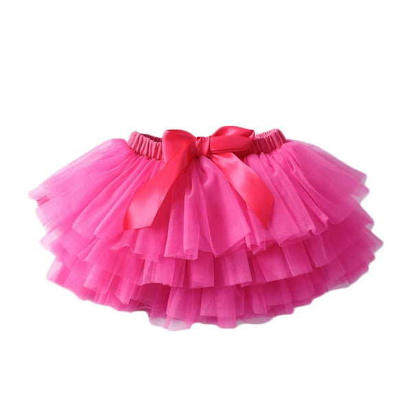 Elainilye Fashion Kids Girls Ballet Skirt Short Soft Yarn Breathable Princess Skirt For Children Mesh Puffy Skirt Tutu Skirts,Pink