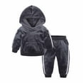 thumbnail image 1 of Elainilye Fashion Kids Girls Sweatsuit Winter Golden Velvet Hooded Pullover Sweatshirt Long Sleeve Top Casual Pants Suit,Gray, 1 of 9