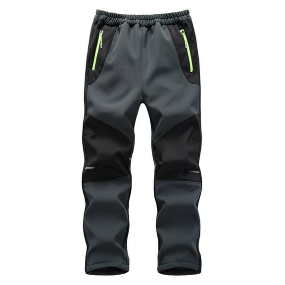 Elainilye Fashion Kids Snow Ski Pants Outdoor Hiking Waterproof Skiing Pants Boys Girls Windproof Fleece Warm Snowboarding Pants,Gray