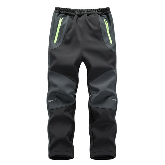 Elainilye Fashion Kids Snow Ski Pants Outdoor Hiking Waterproof Skiing Pants Boys Girls Windproof Fleece Warm Snowboarding Pants,Gray