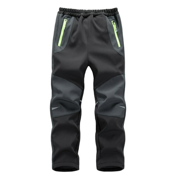 Elainilye Fashion Kids Snow Ski Pants Outdoor Hiking Waterproof Skiing Pants Boys Girls Windproof Fleece Warm Snowboarding Pants,Gray