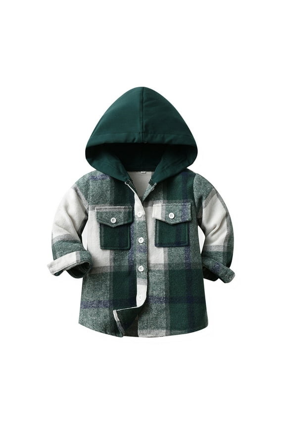 Fashion Kids Toddler Jacket Flannel Shirt Plaid Long Sleeve Shacket Baby Boys Girls Fall Shirt Coat Outerwear,Green