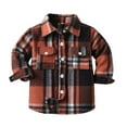 thumbnail image 1 of Elainilye Fashion Kids Toddler Shirt Jacket Plaid Long Sleeve Shacket Baby Boys Girls Fall Shirt Coat Outerwear,Brown, 1 of 9
