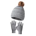 thumbnail image 1 of Elainilye Fashion Kids Winter Beanie Hat Gloves Sets For 5-11 Years Old Boys Girls Knit Thick Warm Thermal Sets,Gray, 1 of 2