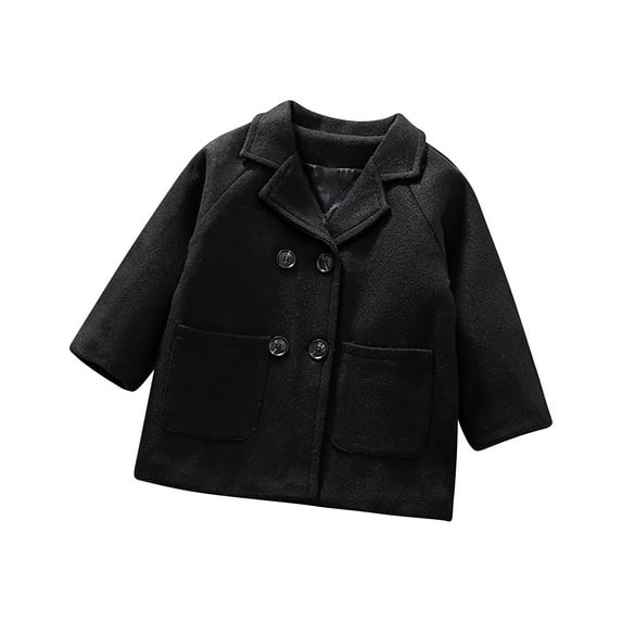 Elainilye Fashion Kids Winter Coat Toddler Baby Boys Girls Thick Warm Outerwear Solid Coat Child's Winter Woolen Coat,Black