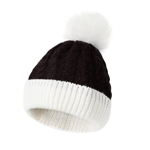 Elainilye Fashion Kids Winter Hat Toddler Knitted Pom Beanie Hat Casual Children Knitted Bowler Pompon Hat Girls Boys Beanies,Black