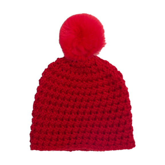 Elainilye Fashion Kids Winter Hat Toddler Knitted Pom Beanie Hat Casual Children Knitted Bowler Pompon Hat Girls Boys Beanies,Red