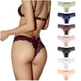 thumbnail image 1 of Elainilye Fashion Lace Panties for Women Sexy Lace Flower Transparent Gauze Bow Low Waist G-string Pants Thong Panties,Black, 1 of 6