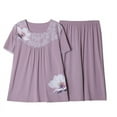 thumbnail image 1 of Elainilye Fashion Ladies Pajamas Sets Summer Two Piece Set Short Sleeve Round Neck Pajama Set Printed Tops Pants Set,Purple, 1 of 2
