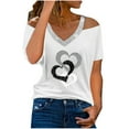 thumbnail image 1 of Elainilye Fashion Ladies Shirts Casual Summer V-Neck T-Shirt Print Short Sleeve Tops Blouse Womens Gifts 2024,White, 1 of 8