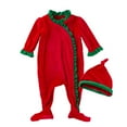 thumbnail image 1 of Elainilye Fashion Little Girl Clothes Long Sleeve Bodysuit Baby Onesie Santa Claus Jumpsuit and Hat Set, Sizes 0-12 Months, 1 of 5