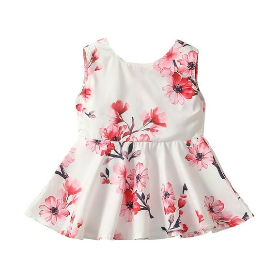 Elainilye Fashion Little Girl Dresses Young Girl Floral Suspender Dress Princess Dress for Girls, Sizes 6M-4Y