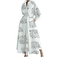 thumbnail image 1 of Elainilye Fashion Long Dresses for Women Casual Turn-down Collar Long Sleeve Waist Printed Long Dresses,Gray, 1 of 6