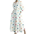 thumbnail image 1 of Elainilye Fashion Long Dresses for Women Casual Turn-down Collar Long Sleeve Waist Printed Long Dresses,Multi-color, 1 of 6