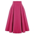 thumbnail image 1 of Elainilye Fashion Long Skirts For Women Fall Winter Solid Pleated Loose Hem Long Half Length Skirt Pleated Skirt,Pink, 1 of 7