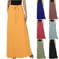 thumbnail image 1 of Elainilye Fashion Long Skirts for Women Solid Color Elastic Waist Skirt with Pocket Casual Ankle Skirt,Blue, 1 of 8