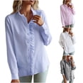 thumbnail image 1 of Elainilye Fashion Long Sleeve Shirts for Women Solid Color Casual The Four Seasons Lapel Casual Blouse Tops,Pink, 1 of 9