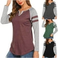 thumbnail image 1 of Elainilye Fashion Long Sleeve Shirts for Women Splicing V-neck Contrasting Colors Raglan Sleeves Knitted Bottoming Shirt Tops,Gray, 1 of 8