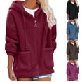 thumbnail image 1 of Elainilye Fashion Long Sleeve Tops for Women Plus Size Zipper Winter Thicken Fleece Outwear Sweatshirts Top,Blue, 1 of 5