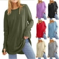 thumbnail image 1 of Elainilye Fashion Long Sleeve Tops for Women Solid Round Neck Undershirt T-shirt Thumb Sleeve Top Underwear,Beige, 1 of 8