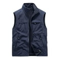 thumbnail image 1 of Elainilye Fashion Men Jacket Thin Fleece Vest Athletic Multi-bag Casual Quick-drying Loose Vest Outdoor Mountaineering Jackets Vest,Blue, 1 of 9
