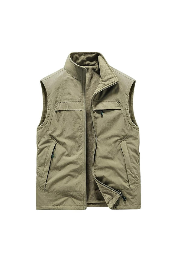 Fashion Men Jacket Thin Fleece Vest Athletic Multi-bag Casual Quick-drying Loose Vest Outdoor Mountaineering Jackets Vest,Brown