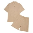 thumbnail image 1 of Elainilye Fashion Men Pajama Set Casual Homewear Short-Sleeve Tops Trousers Turndown Collar Night Pajamas Suits,Brown, 1 of 9