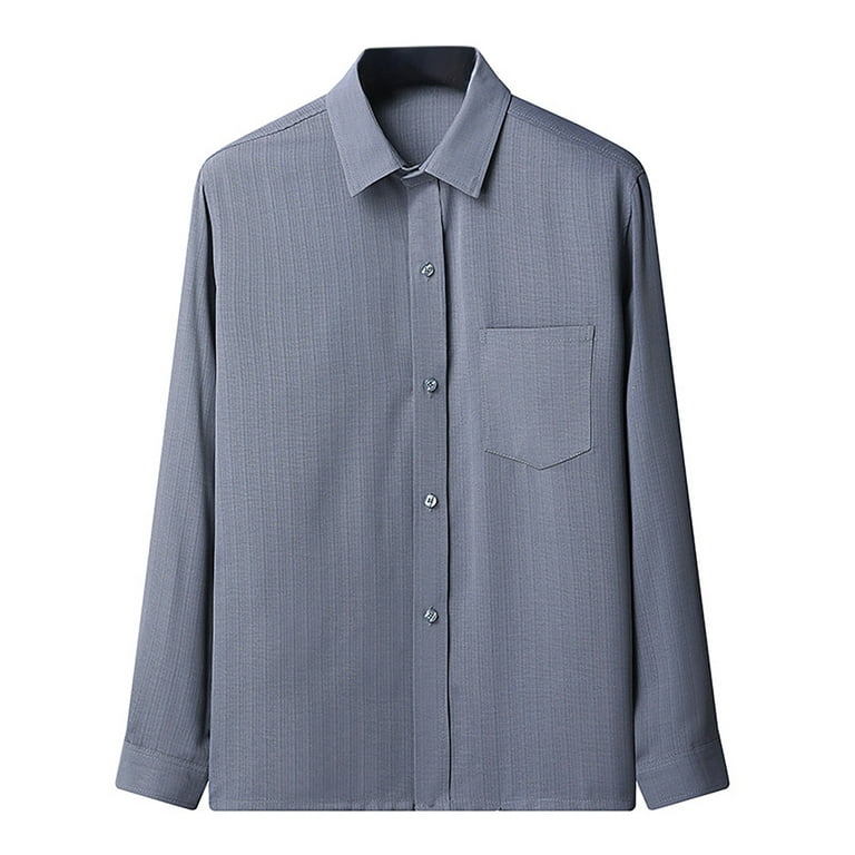 Elainilye Fashion Men'S Shirts Henley Solid Print Shirt Business Long  Sleeve Shirt Casual Blouse Top Shirts 