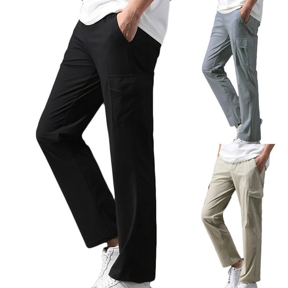 Elainilye Fashion Men's Casual Pants Plain Print Casual Elastic Waist Workout Pants Activewear Trousers Sport Pants,Brown