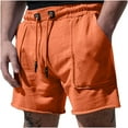 thumbnail image 1 of Elainilye Fashion Men's Gym Shorts Casual Plain Print Casual Drawstring Pockets Elastic Sports Shorts Running Shorts,Orange, 1 of 7