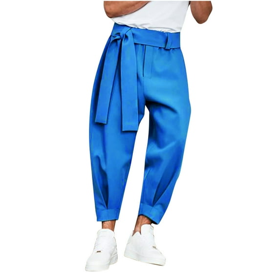 Elainilye Fashion Mens Baggy Pants Casual Zipper Washed Stretch Pants Baggy Trousers Sweatpants Pants,Blue