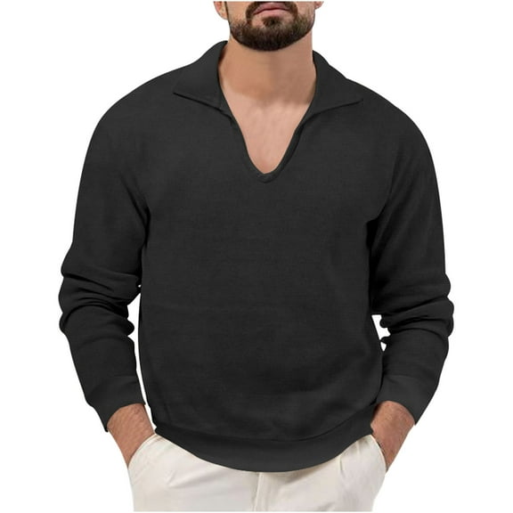 Elainilye Fashion Mens Cardigan Sweater Stand Collar Pullover Top Elastic Solid Color Half Sweater Leisure Sweater Coat,Black
