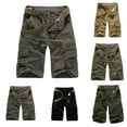 thumbnail image 1 of Elainilye Fashion Mens Cargo Joggers Casual Plain Print Zipper Button Pockets Cropped Cargo Shorts Hiking Shorts,Black, 1 of 4