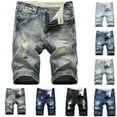 thumbnail image 1 of Elainilye Fashion Mens Casual Shorts Ripped Trunks Stretchy Washed Jeans Trunks Cut-Off Classic Biker Jeans Trunks,Gray, 1 of 6