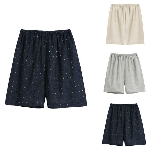 Elainilye Fashion Mens Pajama Shorts Casual Shorts Breathable Cotton and Linen Homewear Pajamas Shorts Bottoms,Beige