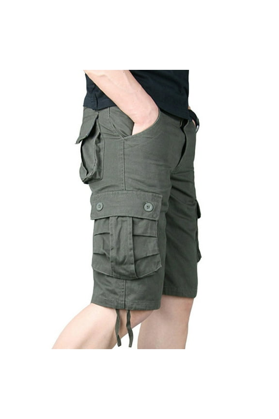 Fashion Mens Plus Size Shorts Workwear Shorts Slim Fit Multi Pocket Zipper Straight Leg Five Piece Casual Sports Shorts